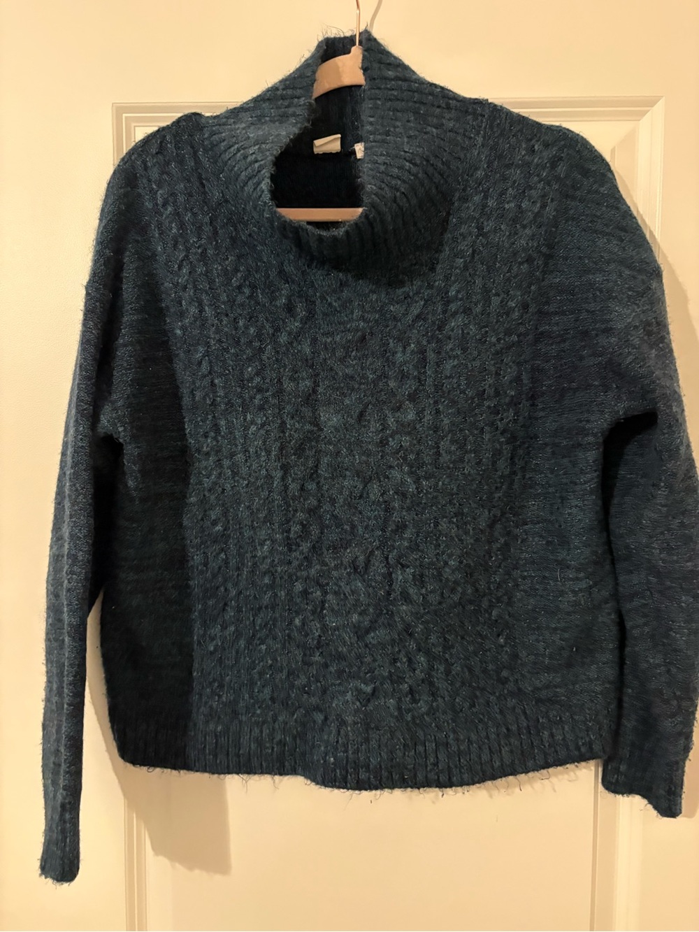 GAP Teal Cable-Knit Turtleneck Sweater